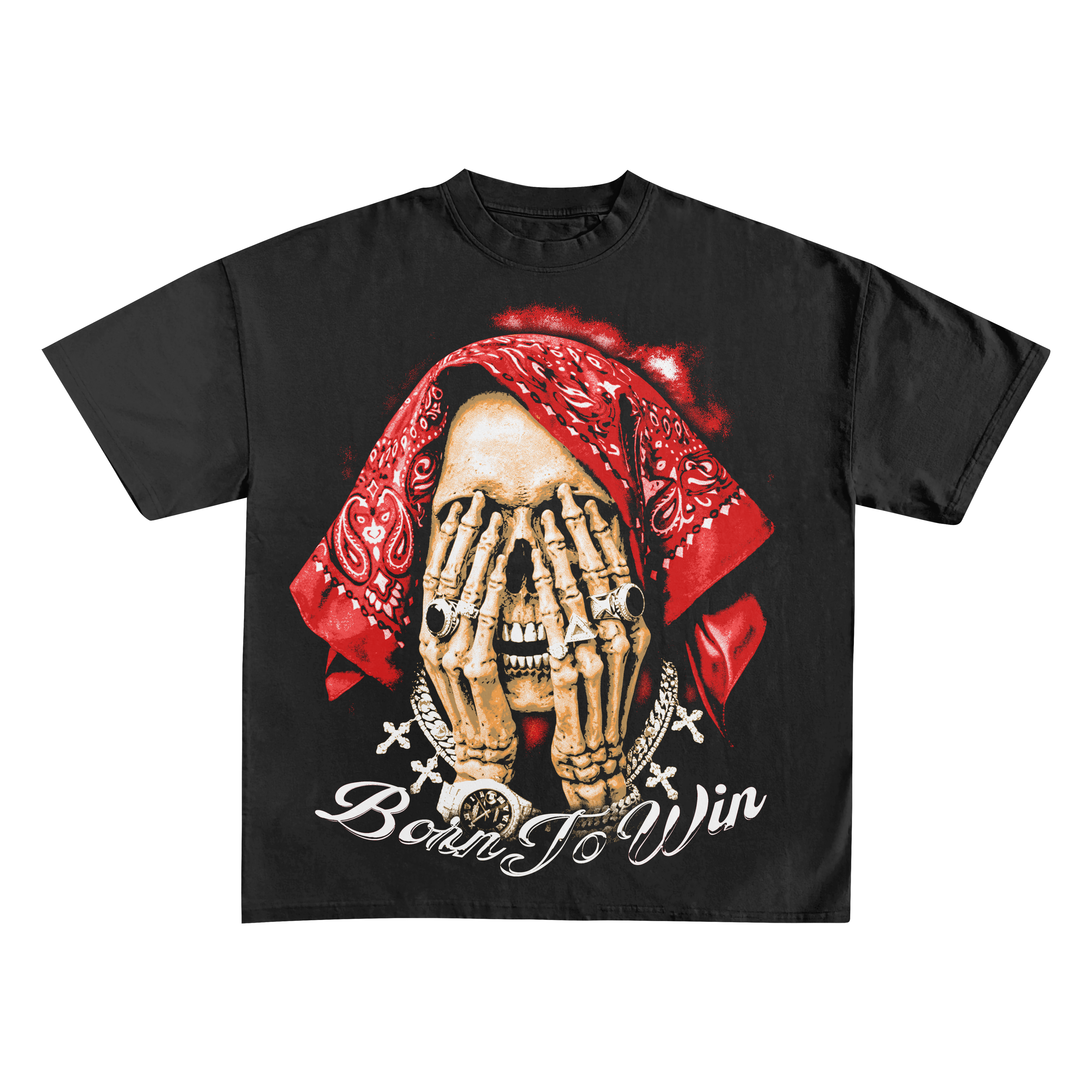 Bandana Skeleton Graphic Oversized T-Shirt – Red Edition