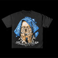 bandana Skeleton Graphic Oversized T-Shirt – Blue Edition