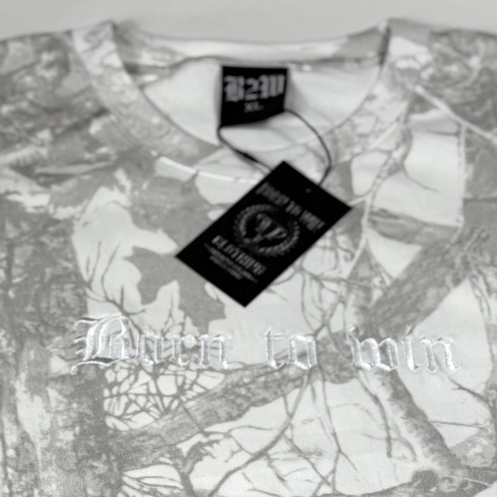 White camoflauge embroidered tee