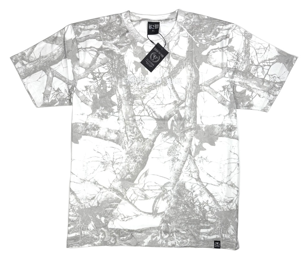 White camoflauge embroidered tee