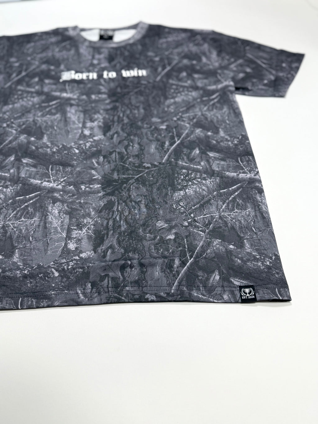 Black camo embroidered tee
