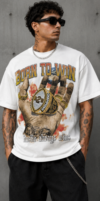 Championship Ring Graphic Oversized Tee– White Edition